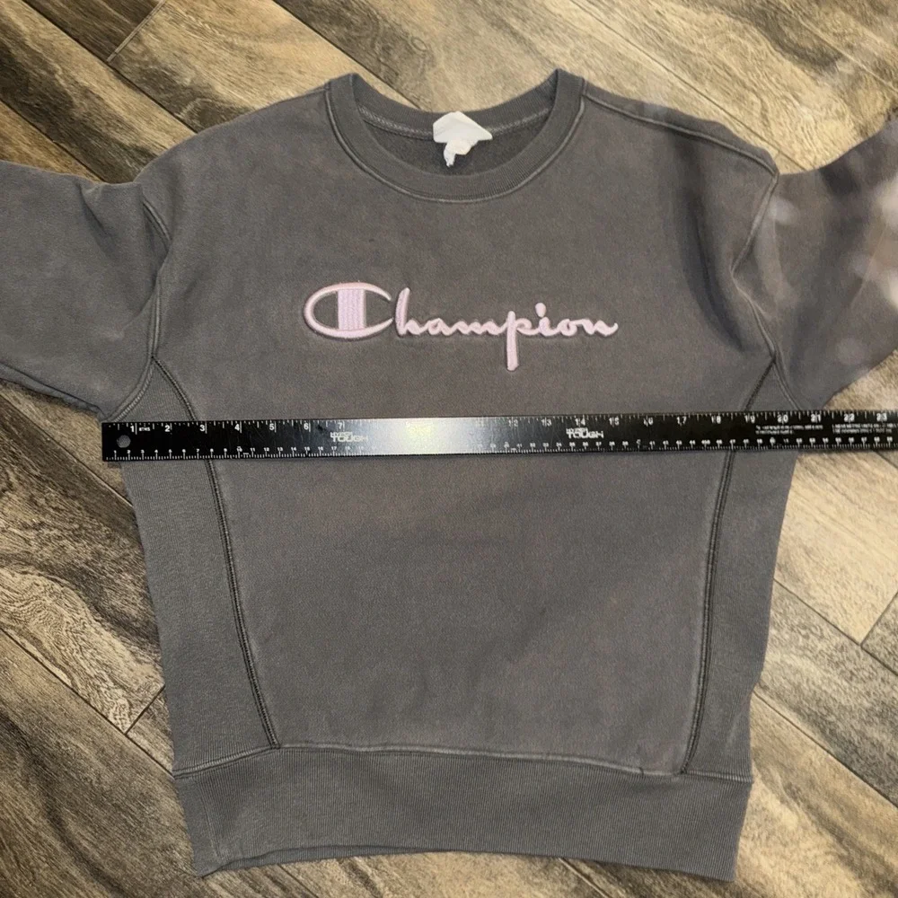 Champion Reverse Weave Pullover Spellout Sweatshirt Women's Medium Charcoal Grey